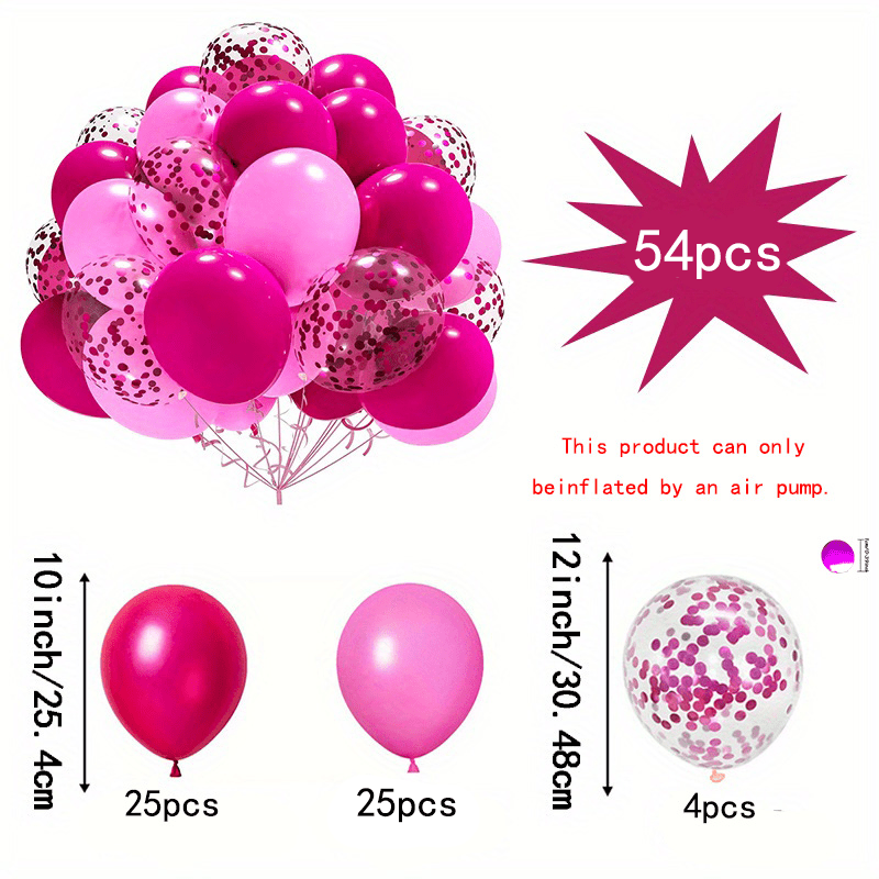 TEMU 54 ballons en latex de qualité supérieure rose chaud et rose avec magenta - Design éclaboussures élégant pour , anniversaires, fêtes de de