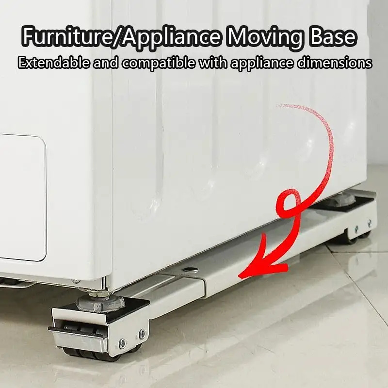 A Sturdy Solution for Moving Appliances! Adjustable-height Base for Refrigerators and Washing Machines, with a Load Capacity of up to 800 Lbs, Equipped with 24 Silent Casters, a Locking Mechanism, and Extendable Brackets, Perfect for Relocation