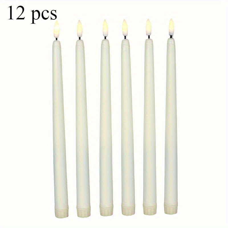 TEMU 12 velas cónicas LED sin llama con de llama parpadeante realista, control de torsión a pilas (pilas no incluidas) - Diseño de plástico realista