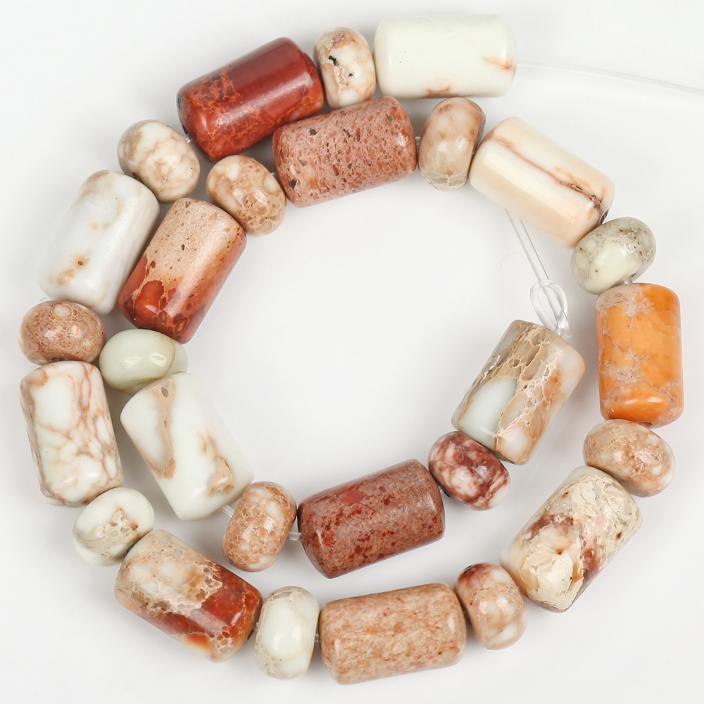 TEMU Beads & Bead Assortments Rice Sediment Jasper Natural Stone Beads 4x6x10mm Tube And Rondelle Loose Spacer Beads For Jewelry Making Diy Bracelets