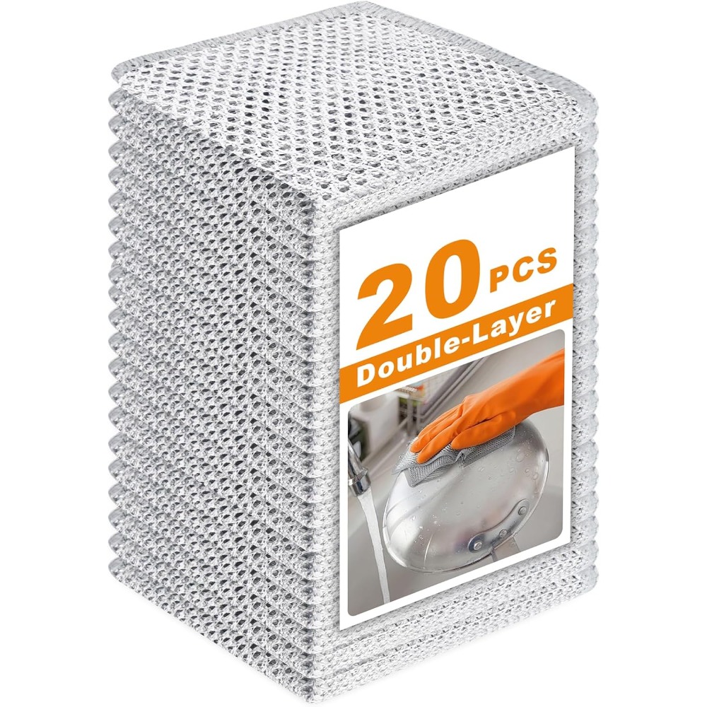 TEMU 20pcs New Upgrade 3-layer Metal Dish Cloth, Wire Cleaning Cloth, Reusable Multipurpose Wire Dishwashing Pad For Kitchen Cleaning, Sinks, Dishes,