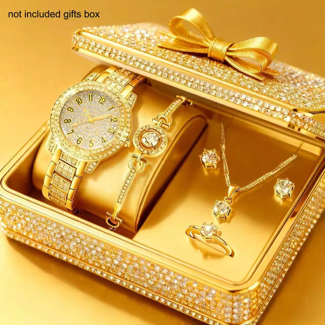 1pc Of Women's Round Elegant Business Minimalist Quartz Watch And 5pcs Of Jewelry