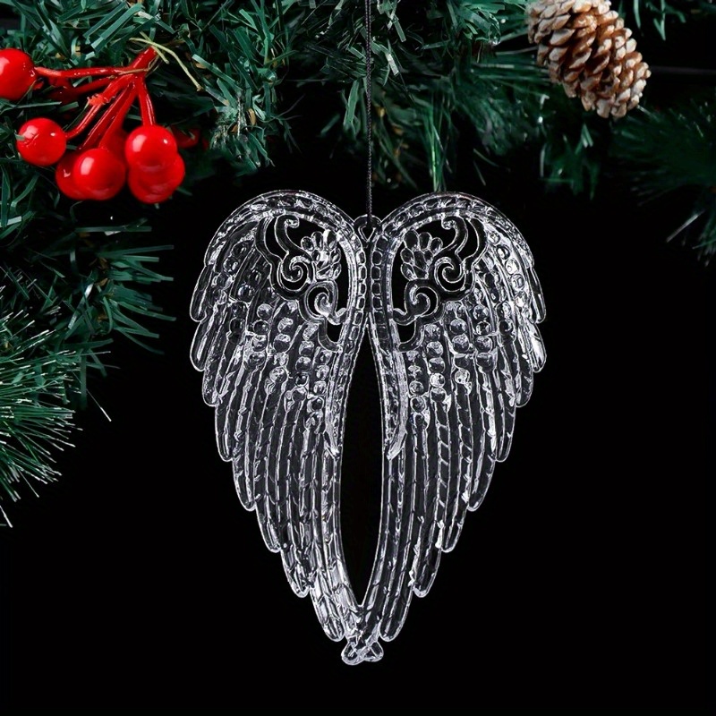 MARPEAL Angel Wings Cross Acrylic Decoration – Handmade Stand Ornament For Home, Shelf, Or Table (2-Piece Set)