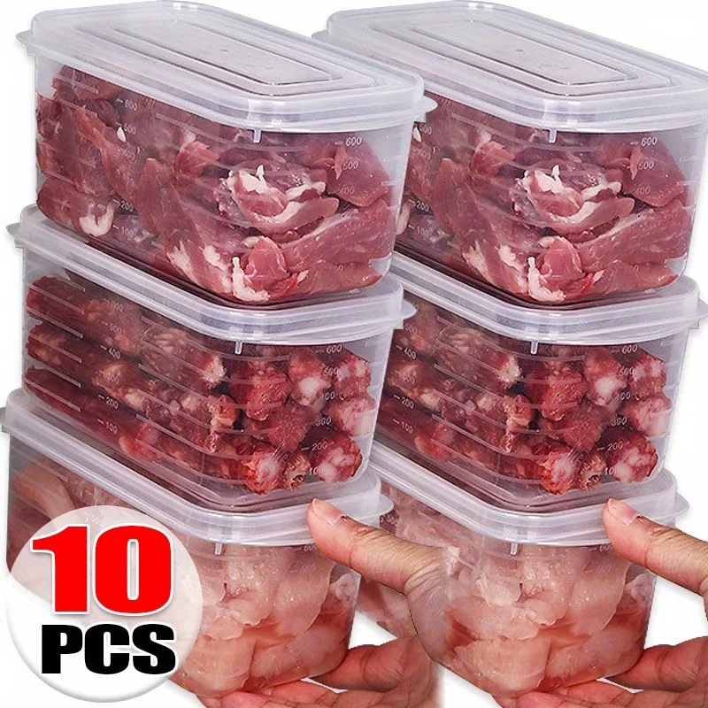 10pièces Contenants d alimentation en plastique transparent avec couvercles à   - Conformes au congélateur et au réfrigérateur, organisateurs de cuisine carrés empilables pour  , les légumes, les restes -   de stockage d aliments portables pour l extérieur et l intérieur, organisateur de stockage d aliments