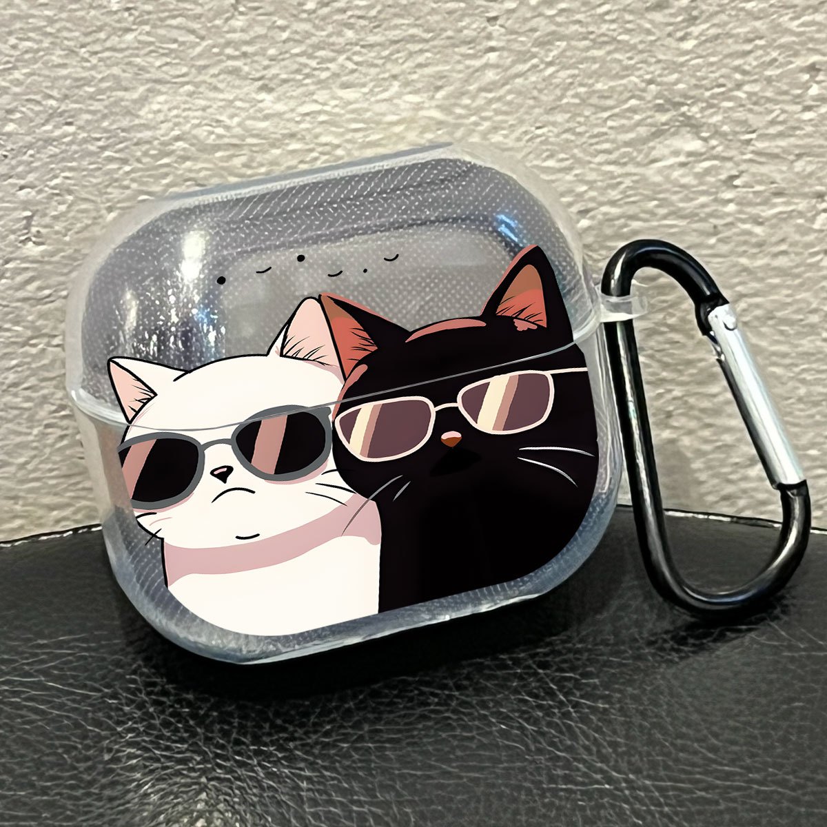 TEMU 7101 Black And White Glasses Cat Pattern For Buds3 Earphone Case For Galaxy Buds3pro Earphone Shell For For Galaxy Buds3/buds3pro Earphone