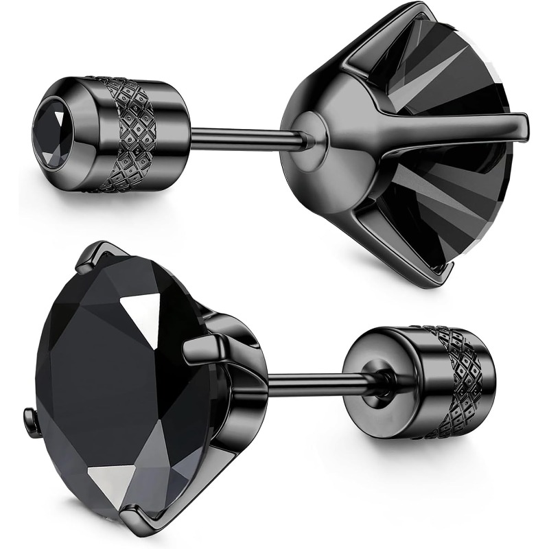 1 Pair Of Titanium Earring For Men Women Titanium Stud Earrings 20g Pure Implant Grade Titanium Earrings For Sensitive Ears Double Side 5a Cubic Zirconia Earrings Sleeper Studs Earrings