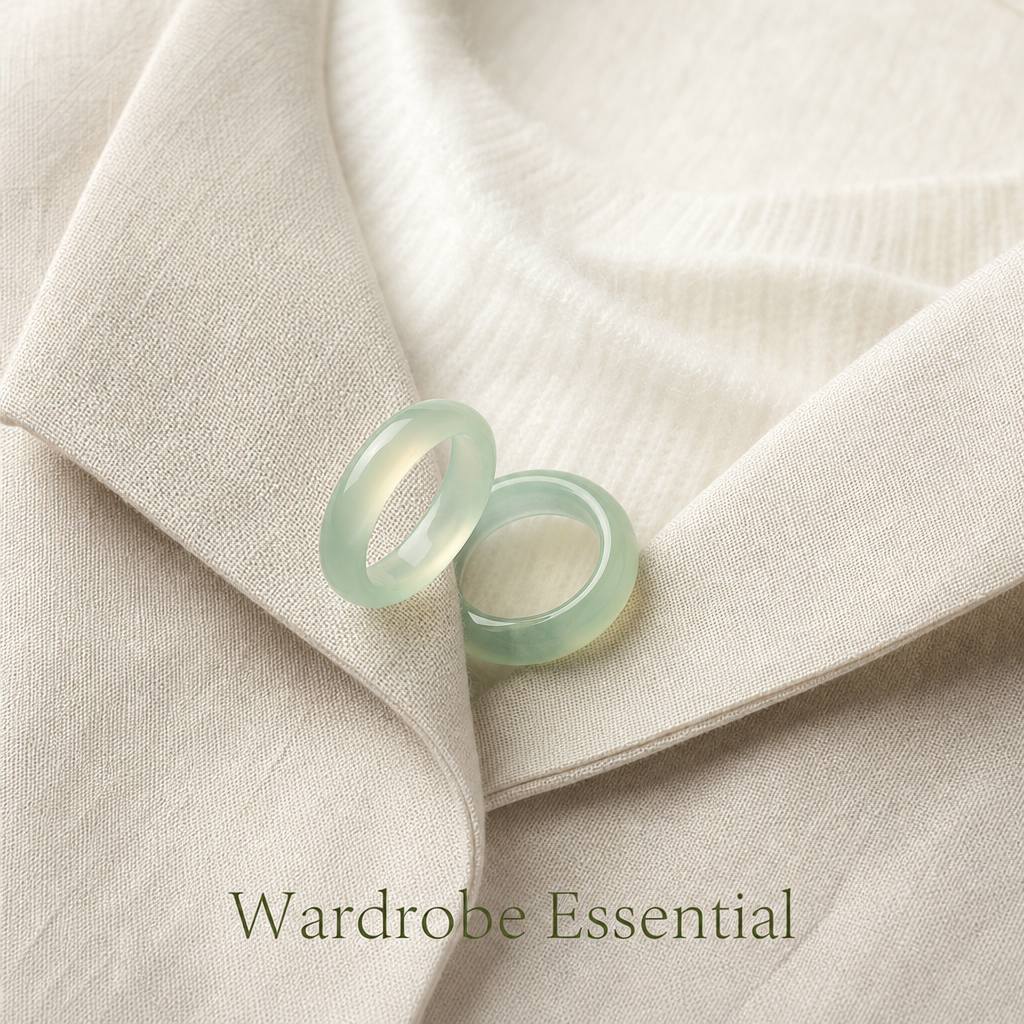 2pcs Green Agate & Lapis Lazuli Stackable Band Rings for Her