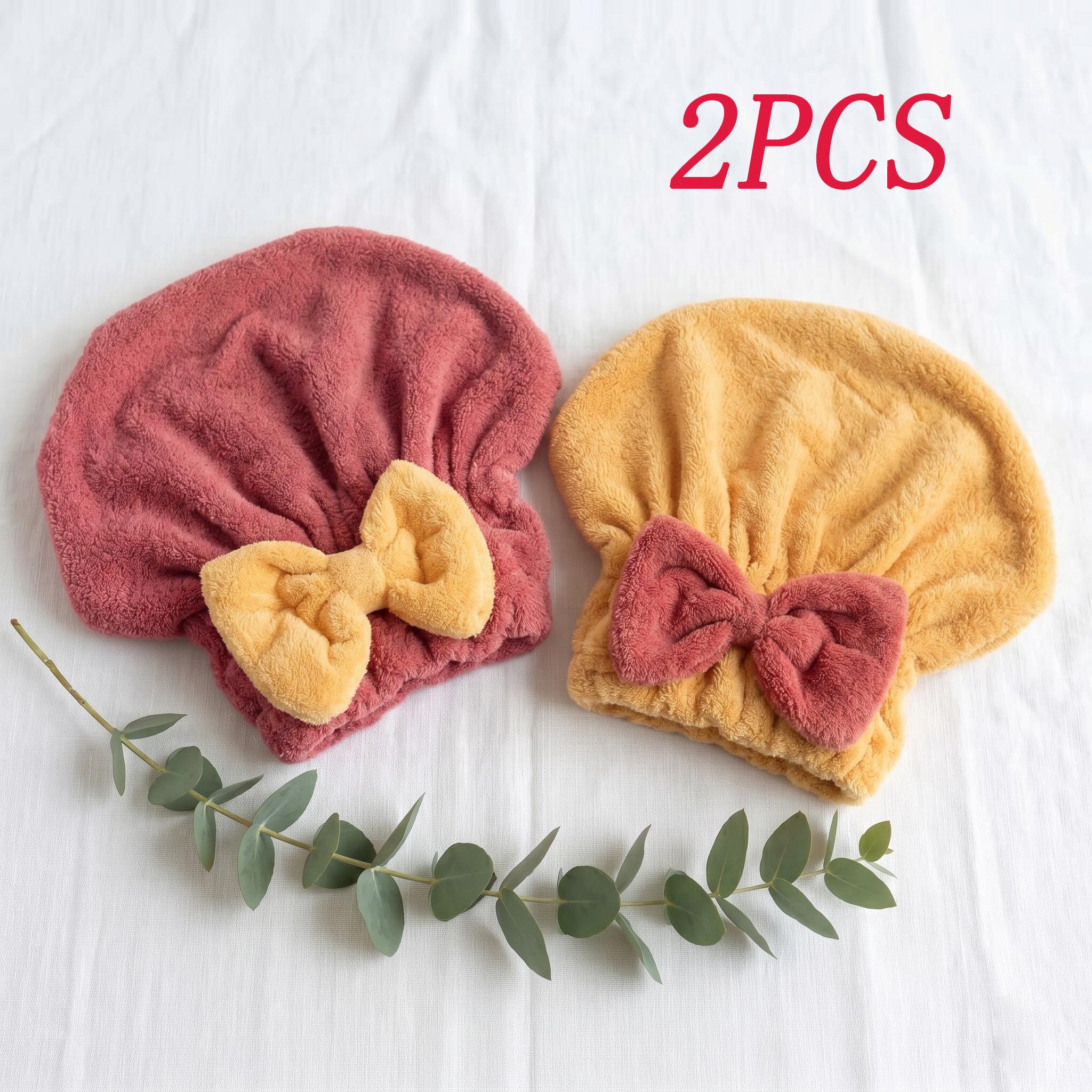TEMU 2pcs Bow Hair Drying Cap, Super Absorbent Quick-dry Adult Shower Cap, Soft And Skin-friendly, Non-constricting, Suitable For Long And Short Hair