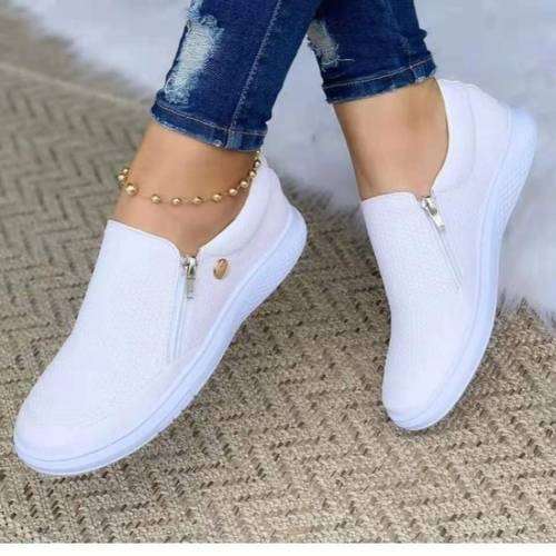 2025 women casual fashion single shoes zipper sneakers flat shoes women shoes
