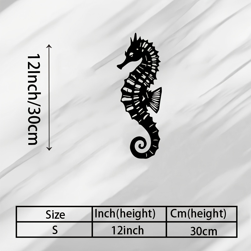 TEMU 1pc Of Wall Sculpture, Seaside Seahorse Metal Wall Decoration, Seaside Seahorse Statue Mural, Living Room, Garden, Zoo Corner Decoration,