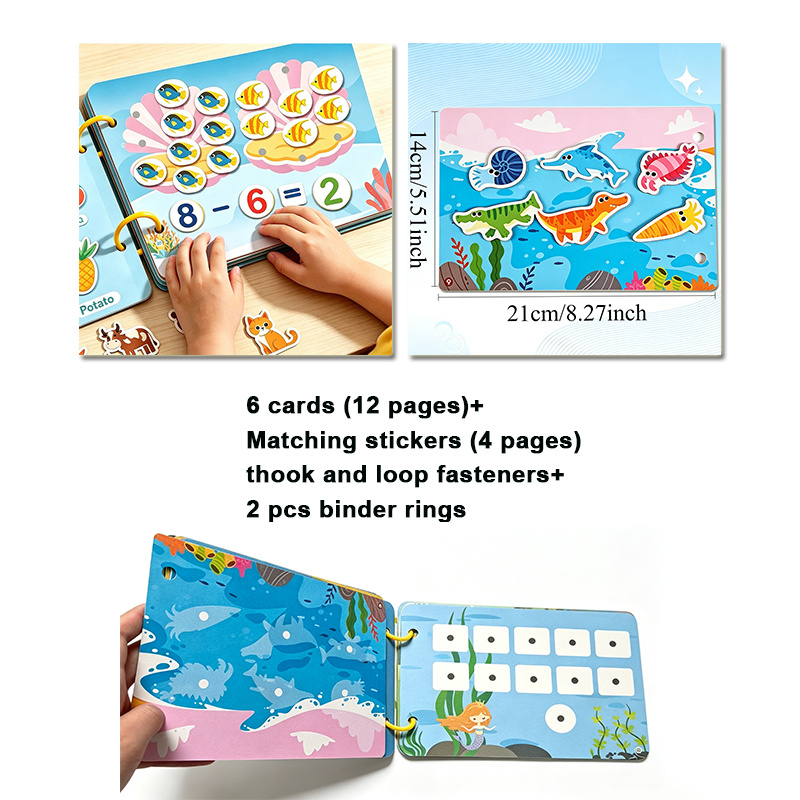TEMU Busy Book/sticker Cards For Kids, Addition And Subtraction/a Reusable Learning Sticker Book Featuring Interesting Sticker Patterns Such As