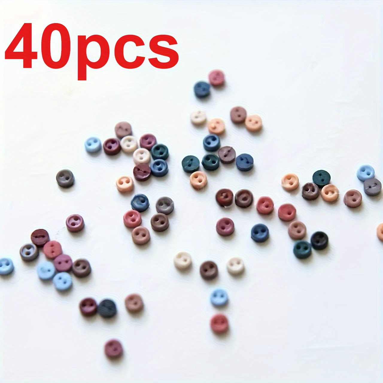 Image of 40/80/120pcs Mixed Colors Of 12 Types, 3mm/0.11inch Tiny Vintage Resin Mini Buttons, Suitable For Doll Clothes, Crafts, Apparel Accessories, Sewing Supplies