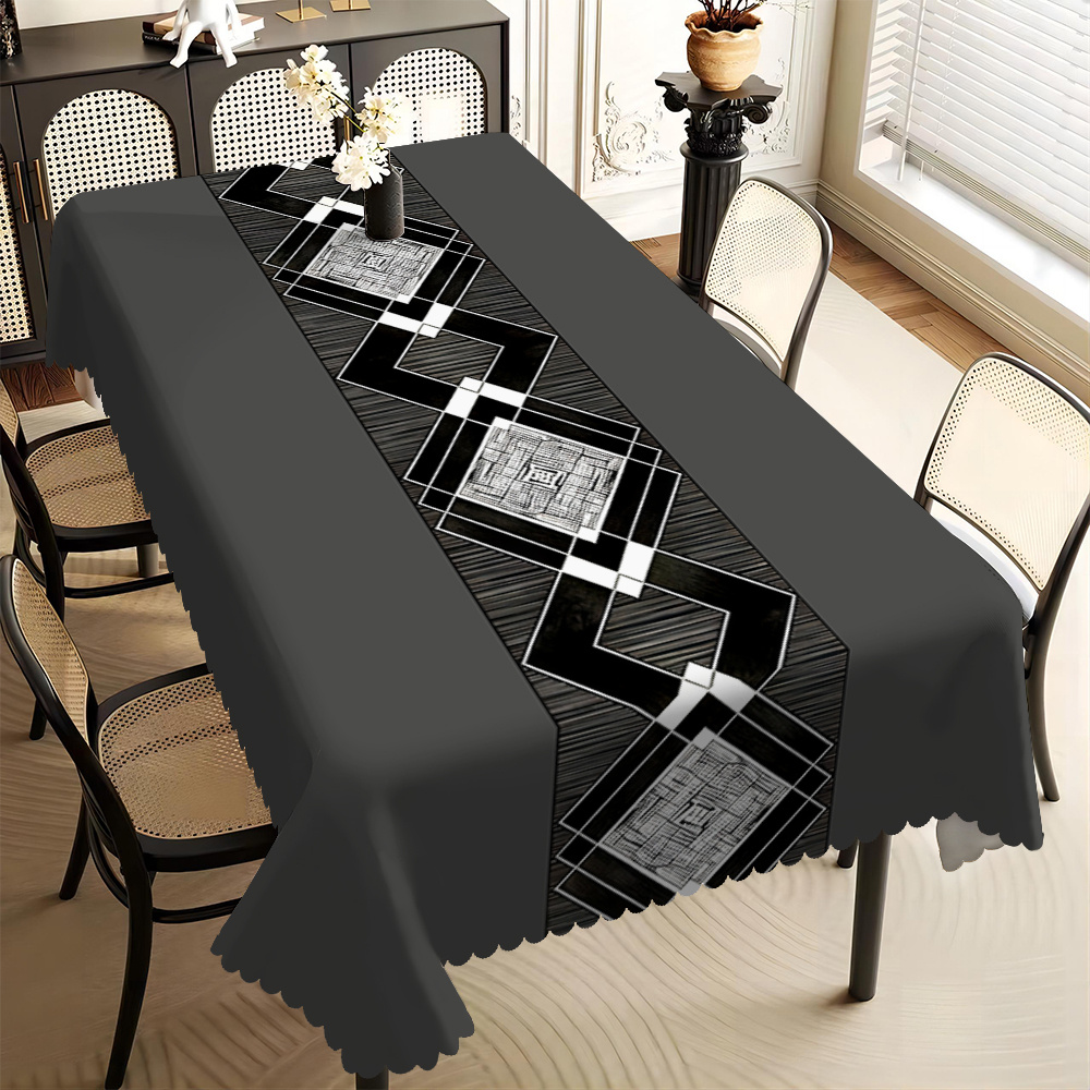 TEMU Nappe 1 pièce en à motif géométrique , moderne et , en tissu adaptée pour à manger, , , l' à et à l'hôtel, les décorations de fête