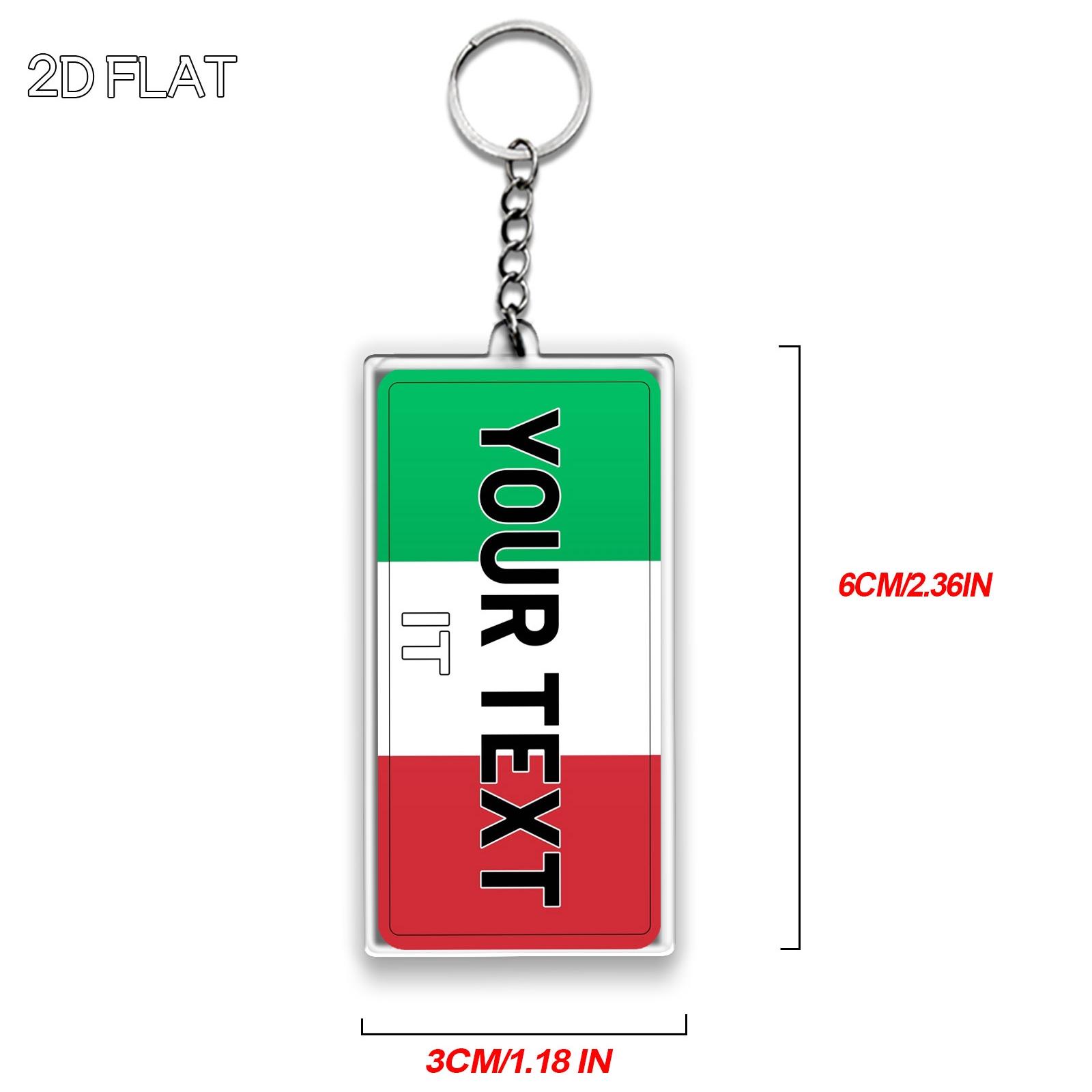 TEMU 2d Flat, 1pc Custom Italy Style Acrylic Keychain Pendant- Personalized Text/name, Fashion Acrylic Keychain Key Ring Bag Car Key Pendant