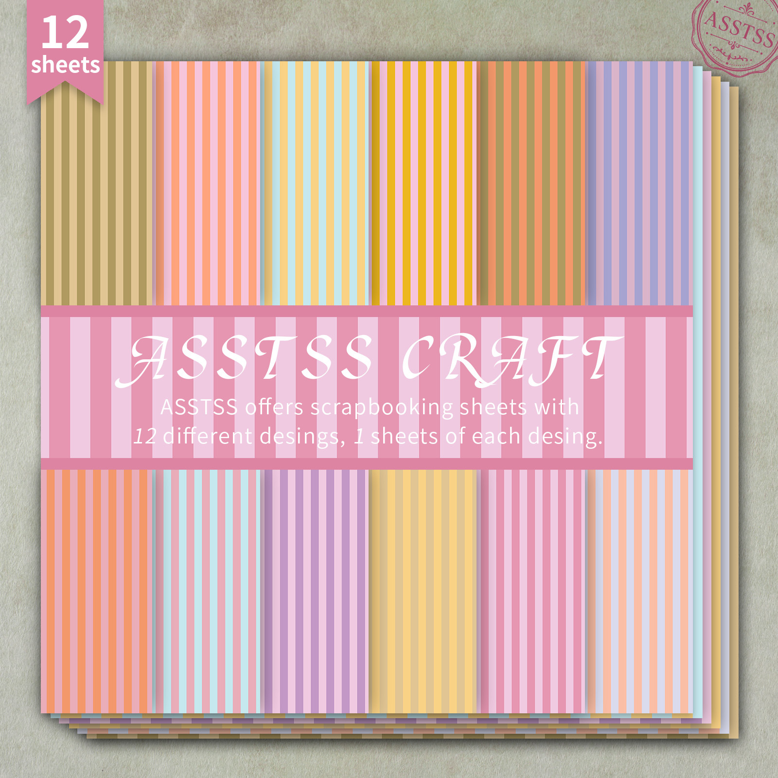 TEMU di carta per scrapbooking ASSTSS da 12 fogli assortiti, per journaling, collage e artigianato - Cartoncino pesante con morbidi motivi vintage e