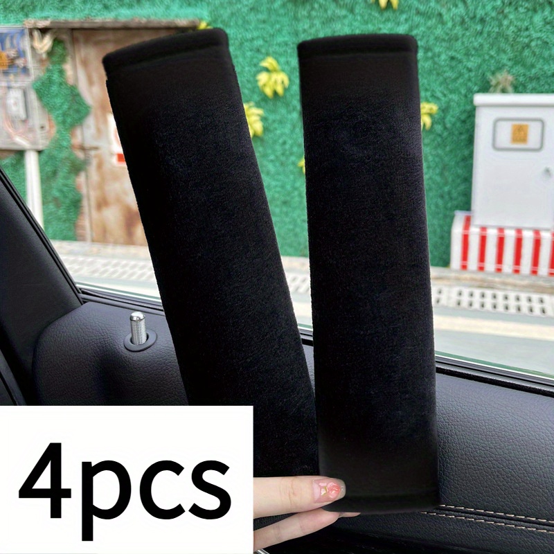 TEMU 4pcs Car Seat Belt Shoulder Pads - Covers, Enhance , Black, Seat Belt Shoulder Covers