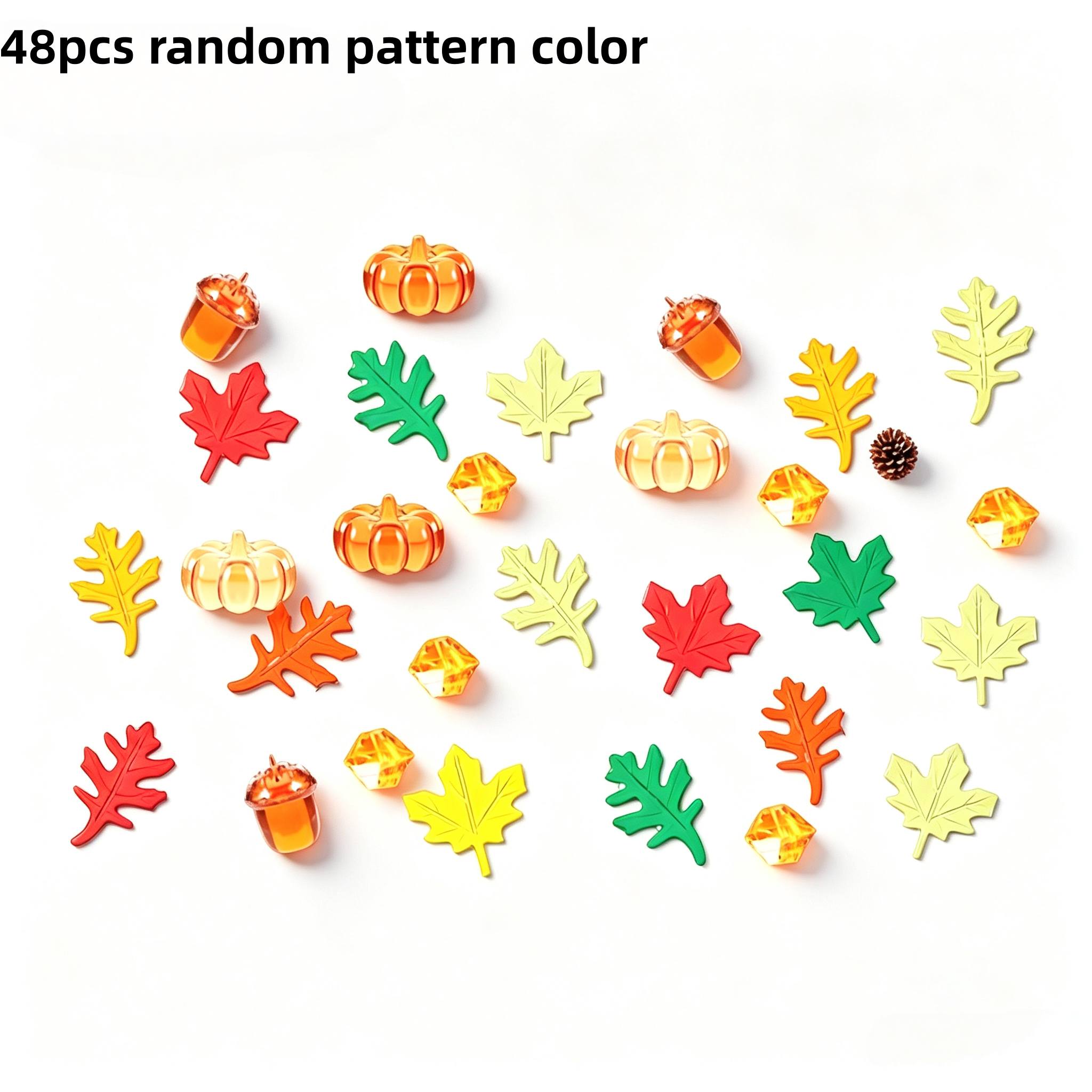 TEMU 48pcs Autumn Decoration Acrylic Vase Filling Maple Leaf Pumpkin Oak Fruit Thanksgiving Table Scattered Decoration Decoration Handmade Products