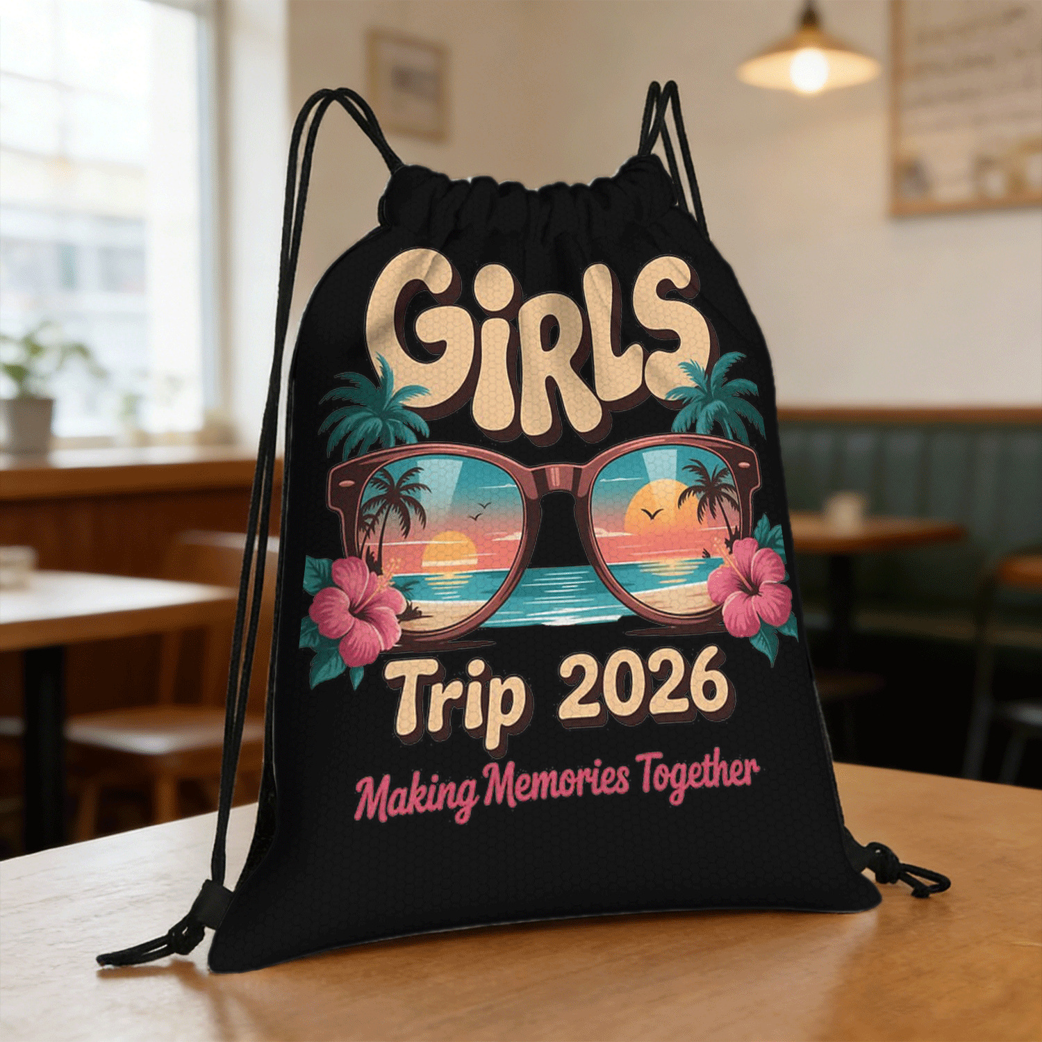 TEMU Trip 2026 Beach Weekend Drawstring Bag| Lightweight Sports, Fitness, Outdoor Travel, Training Bags, Suitable For Daily Leisure Commuting And Gym Use, Gift