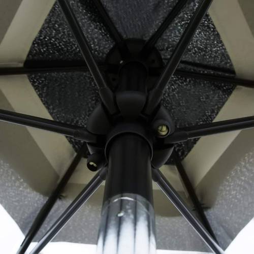 1pc modern 7 5 patio umbrella rectangle outdoor market umbrella with push button tilt crank 6 ribs iron shaft adjustable height hand wash only sun protection for patio use black and white