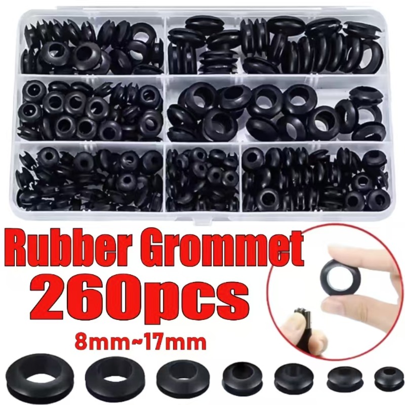 TEMU 260pcs Black Double-sided -ring Washer Kit - Cable Seal Tape Insulating Material, For Home, Car And Cable, Durable Wire Protector And Storage