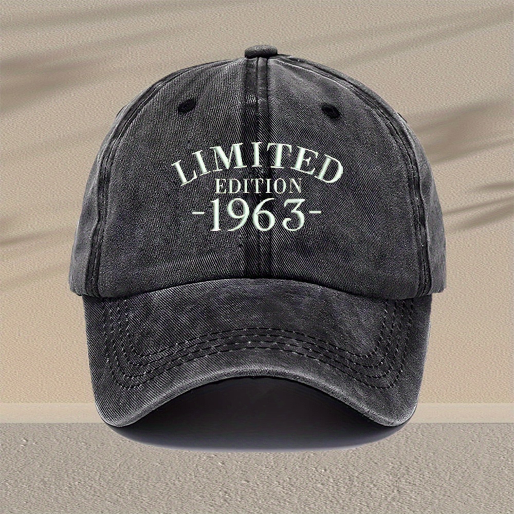 E-shop Herren Vintage 1963 Bestickte Baseballkappe - Verstellbare Leichte Retro-Mütze mit Limitiertem Design, Verschiedene Farben für Outdoor-Reisen &