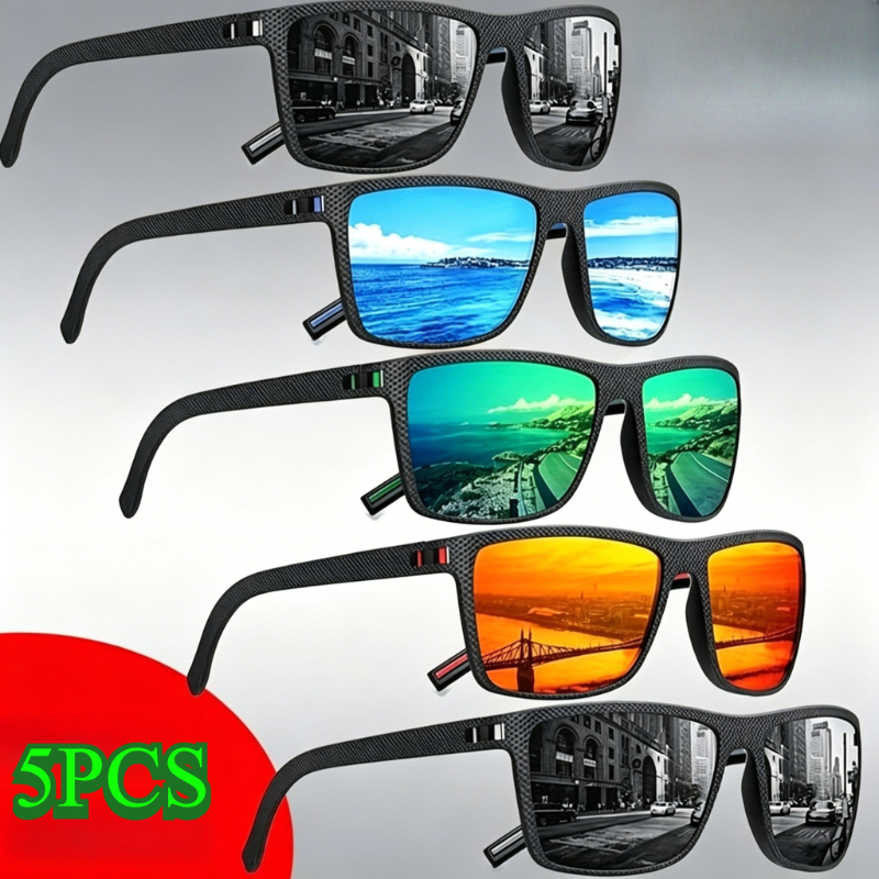 TEMU 5pcs Business Sunshade Are For Men And Women, Textured Wear-resistant Frames, Driving And Unisex Set