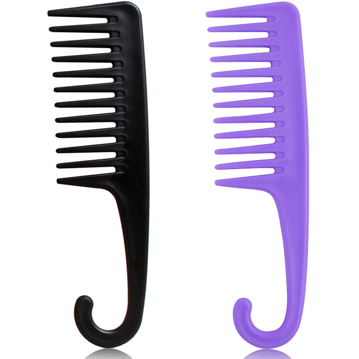 TEMU 2 Large Wide-tooth Combs, Shower Comb With Hook, Suitable For Wet Curly Hair, Premium Large Hair Brush Comb, Can Comb Curly Hair, Women' Hair