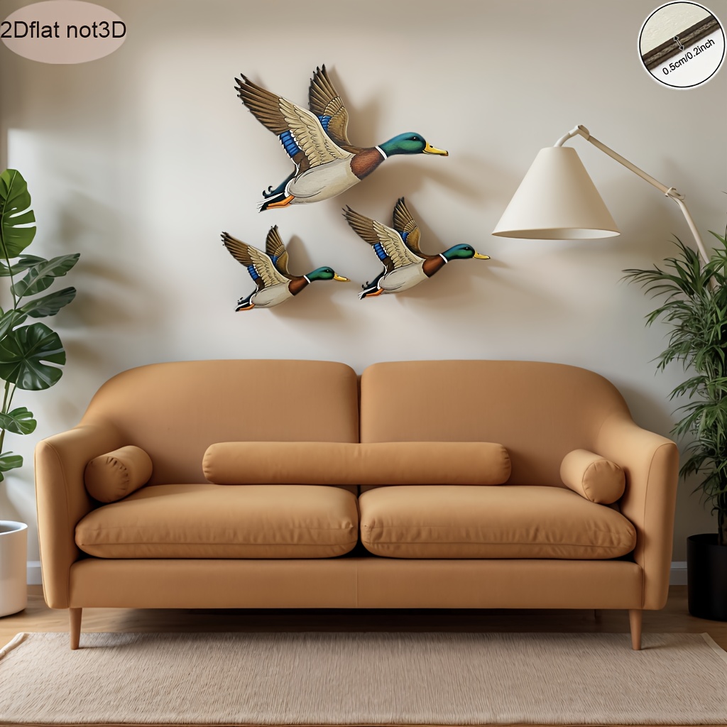 3 piezas de decoración de pared de pato salvaje - Perfecto para cercas exteriores, patios, jardines de balcones y decoración de dormitorios - un regalo ideal para fiestas navideñas con familiares y amigos, adecuado para baños, villas, cabañas, Navidad