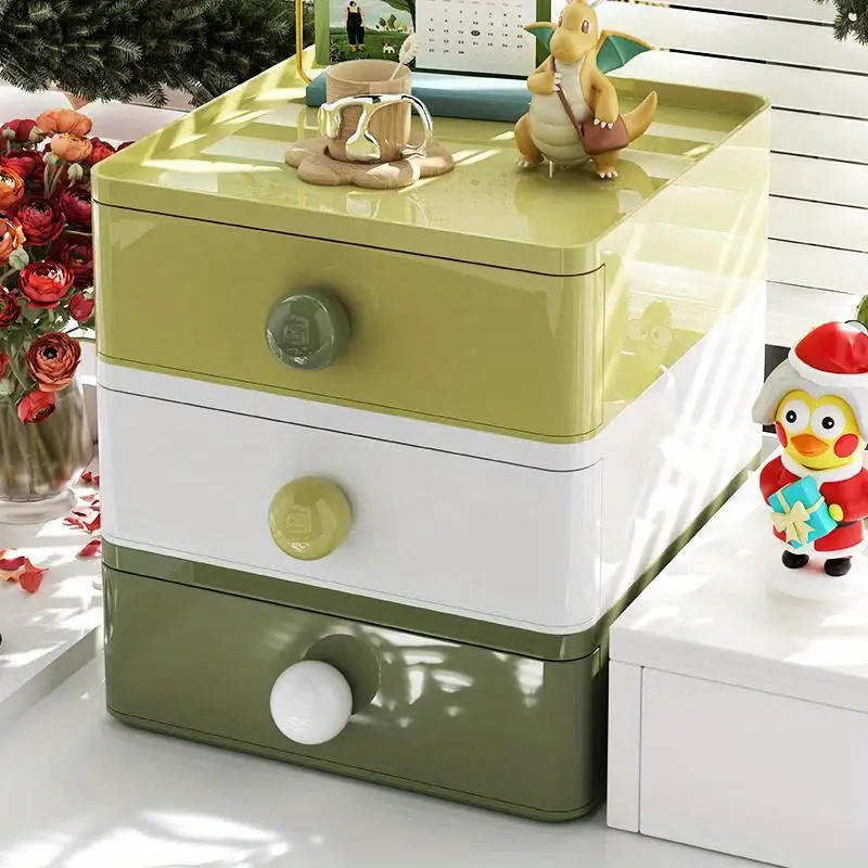 dopamine desktop storage box stackable stationery and miscellaneous organizer cosmetic storage organizer box lipstick light beige skincare rack suitable for vanity office bathroom storage organization home desk and drawer organizer Product details 3