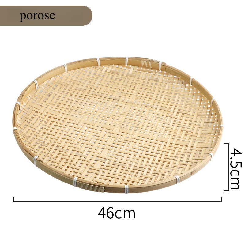 TEMU Natural Bamboo Serving Basket - Round Tray For Cheese Bread, Cozy Farmhouse Kitchen Essential, Thoughtful Housewarming Christmas Gift