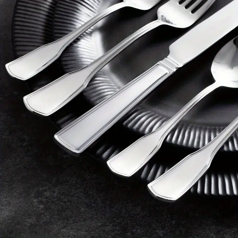 20pcs stainless steel silverware set 1810 flatware cutlery dishwasher safe varnished tableware for use forks knives spoons and chopsticks restaurant tableware elegant tableware durable cutlery Product details 2