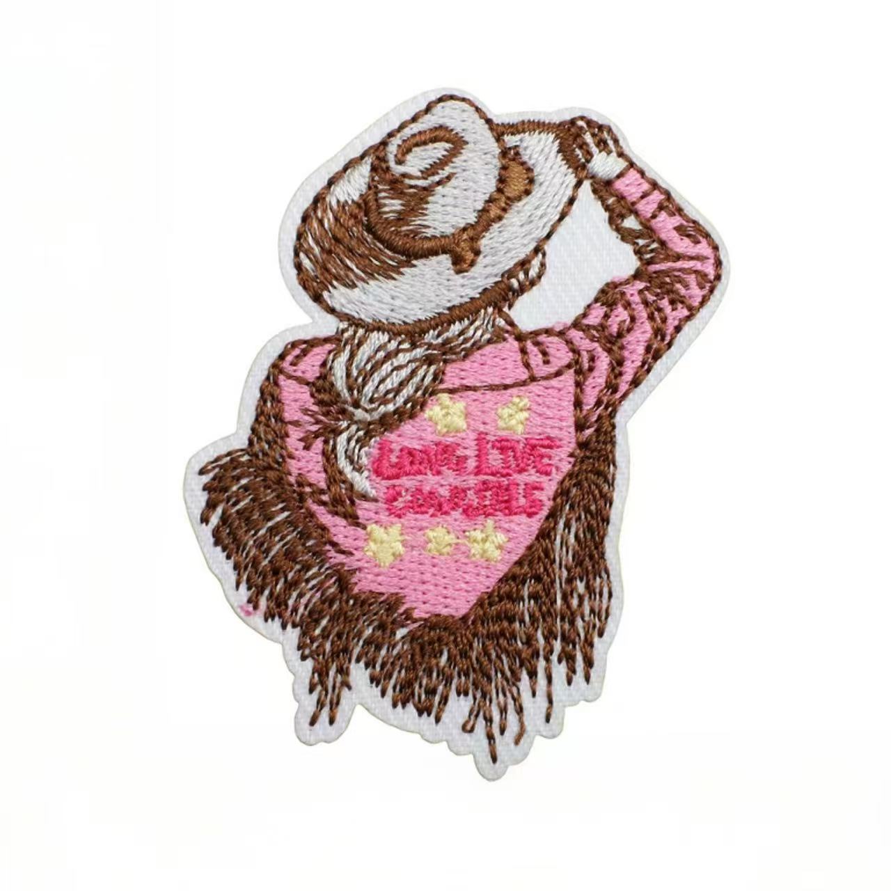écusson en tissu brodé cowboy rose marron applique style - Temu France