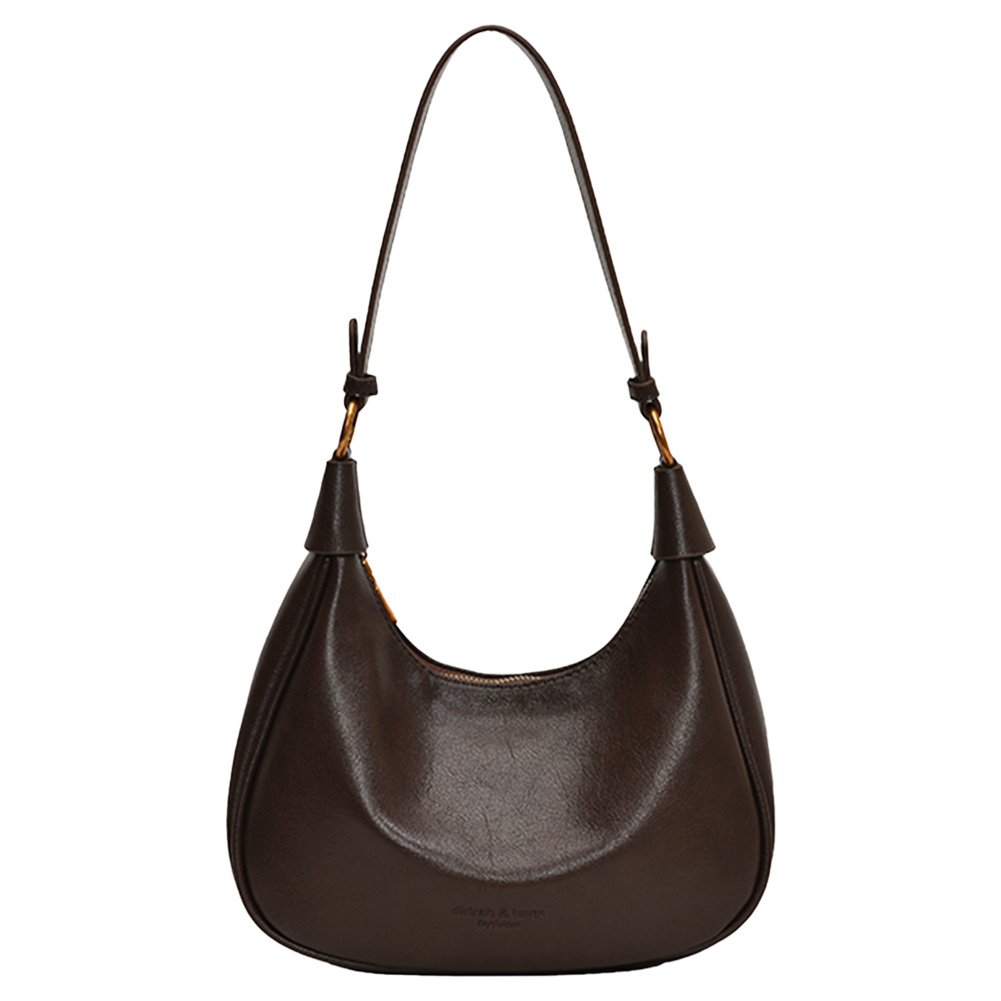 Image of Women's Shoulder Bag, Double Zipper Crescent Bag, Pu Synthetic Hobo Bag, Classic Retro Crossbody Bag, Colored Shoulder Bag, Elegant Women's Wallet