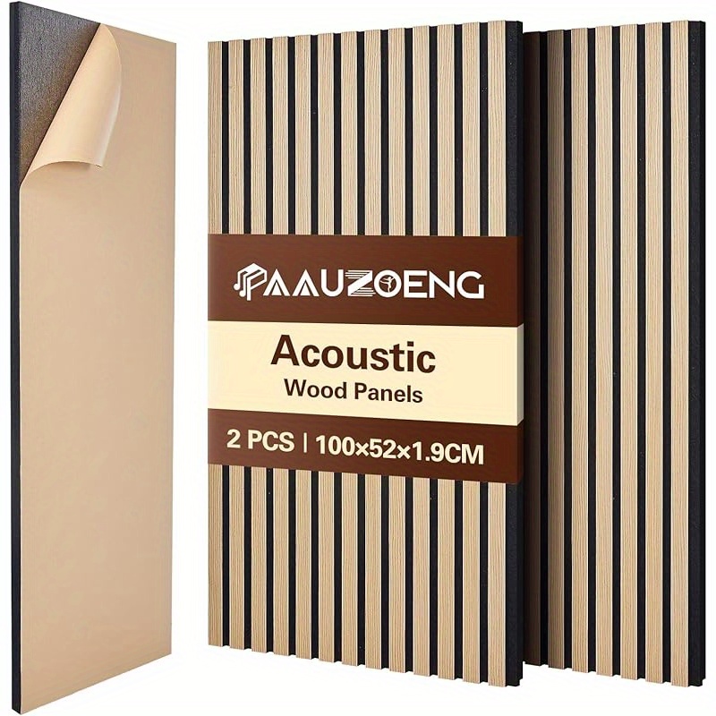 E-shop Selbstklebende Akustikpaneele Set mit 2 Stück, Größe 100x52 cm, entwickelt für Schallschutz und Echoreduzierung. Diese Holzlamellen sind für die