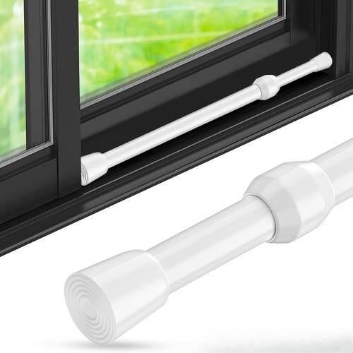 Adjustable Window Security Bar, Polished Metal Sliding Door & Window Safety with Rubber Tips, Adjustable Anti-Theft Security Stick for Glass Doors, Patio