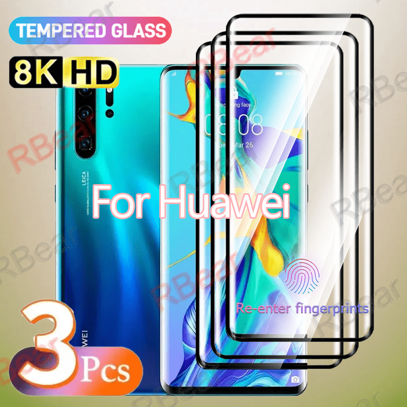 TEMU 3-pack Huawei P30 P30 Strong Hd Tempered Glass Screen Protector, Suitable For Huawei P30 P30 Protective Film, 3d Curved Glass, , Huawei P30 P30