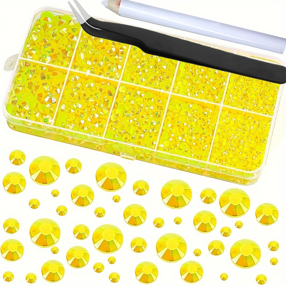 2mm 3mm 4mm 5mm 6mm 8000pcs Resin Flatback Rhinestone For Crafting, Jelly Resin Non Hotfix Gemstones For Tumblers, Mugs, Bottles, Nail Art, Loose Bling Glitter