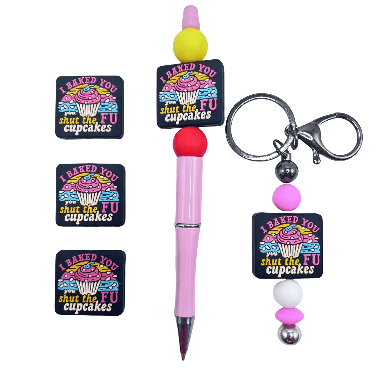 

5pcs For Diy Crafts, Humorous English , Ballpoint Pen & Keychain , No Required