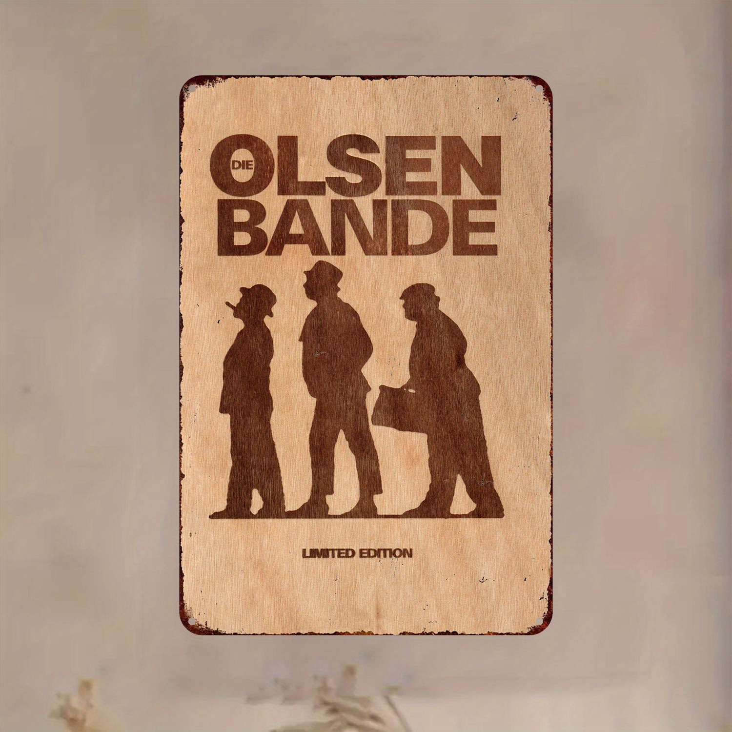 TEMU 2d Flat - Vintage Olsen Banden Metal Poster Art | 19.81x29.97 Cm Iron Wall Sign With Retro Silhouette Design, Edition Home Bar Garden Decor,