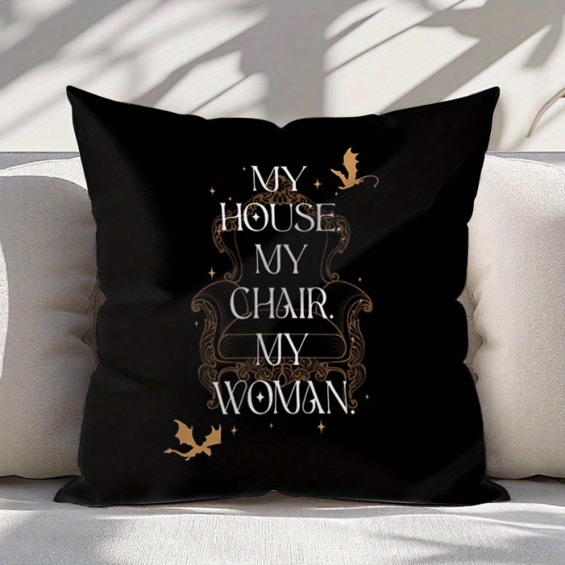 TEMU 1pc Pillowcase, ". . " Vintage Printed Cushion Cover - Made Of Soft And Smooth Polyester Short Plush Fabric, Single-sided Printed Design,
