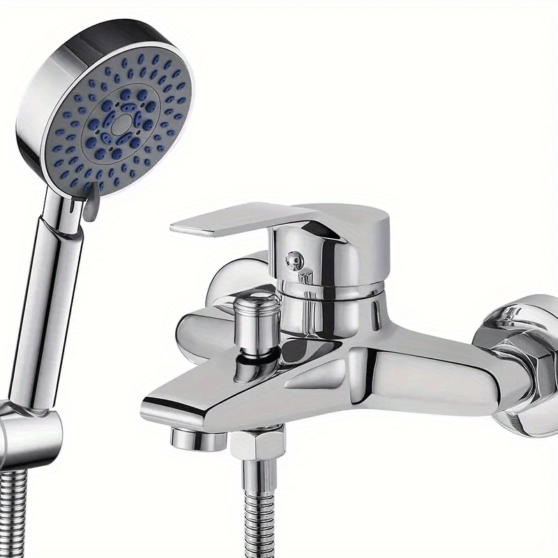 1set Wall Mounted Faucet With Hand Shower Head 5 150cm Hose 304 Stainless Steel