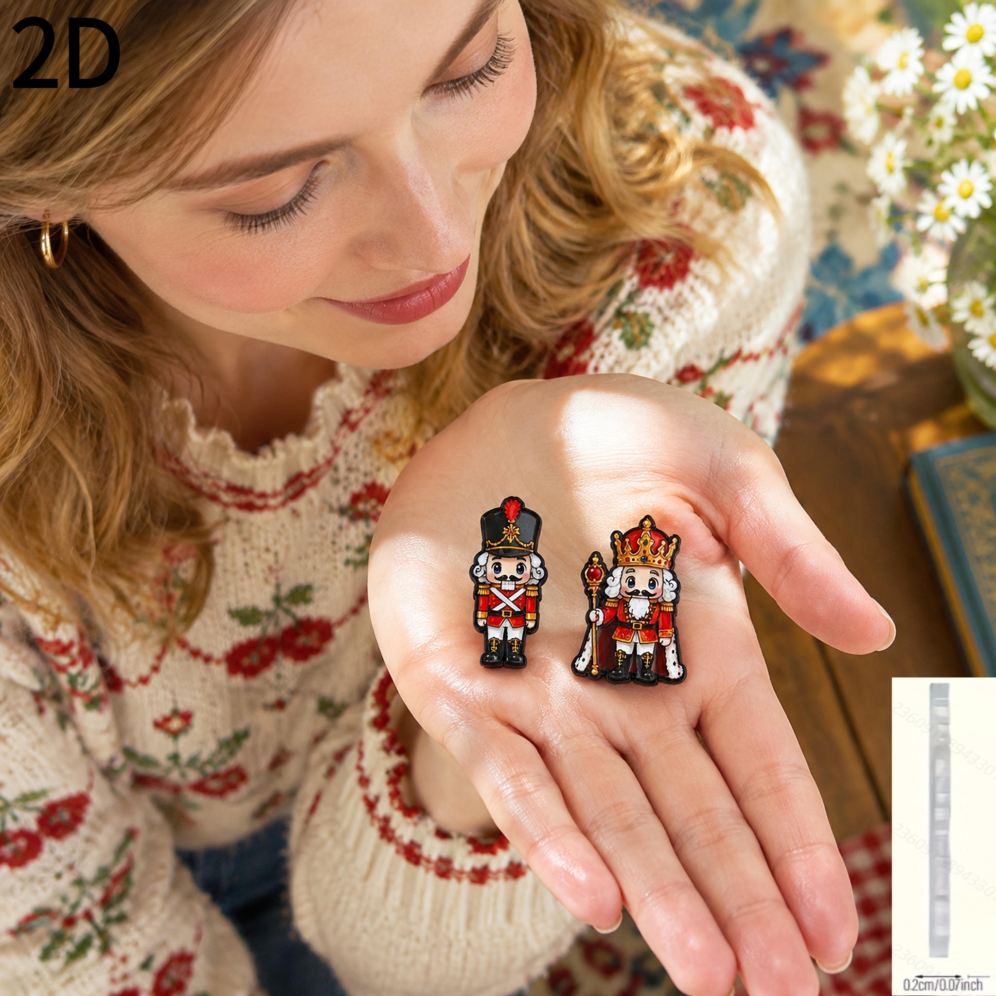 2pcs Nutcracker Enamel Brooch Set, Festive Decorative Pins