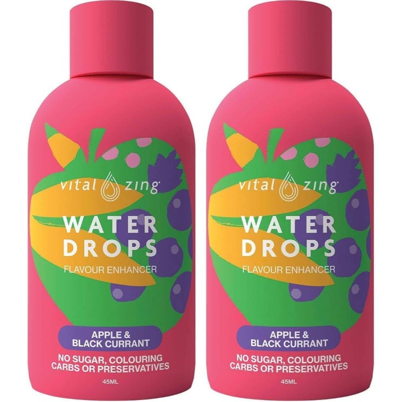 Pack of 2 Stevia & Blackcurrant Liquid Sweetener Drops - Sugar-Free, No Calorie, No Carbs, Color-Free (No Coloring Agents) - Low-Calorie Sweetener for Coffee, Tea, Smoothies, - Allergen-Free (45ml Bottles)
