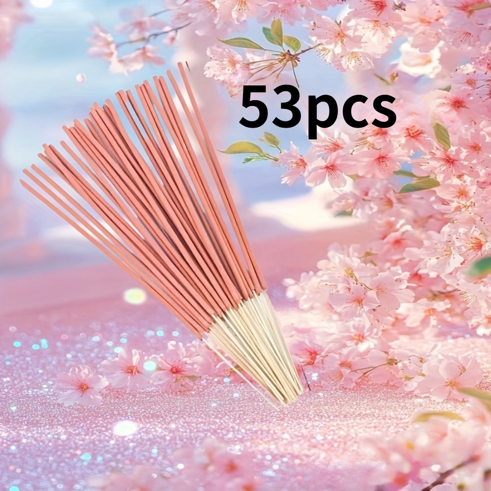 TEMU Pink Japanese Cherry , High-quality 22.0 Cm Vintage Handmade Incense With Elegant Bamboo Incense Holder Stand. Low-powder, Customer- Incense. A
