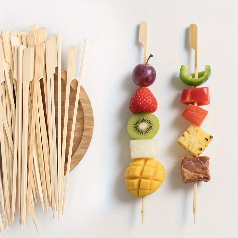 100 hochwertige Bambusstbchen * fr Appetithppchen, Grill-Snacks,  natrliche Holzstoffstbchen fr Obst, Wrstchen und gekochtes Essen, ideal  fr Zusammenknfte und Abendessen, Bambus-*
