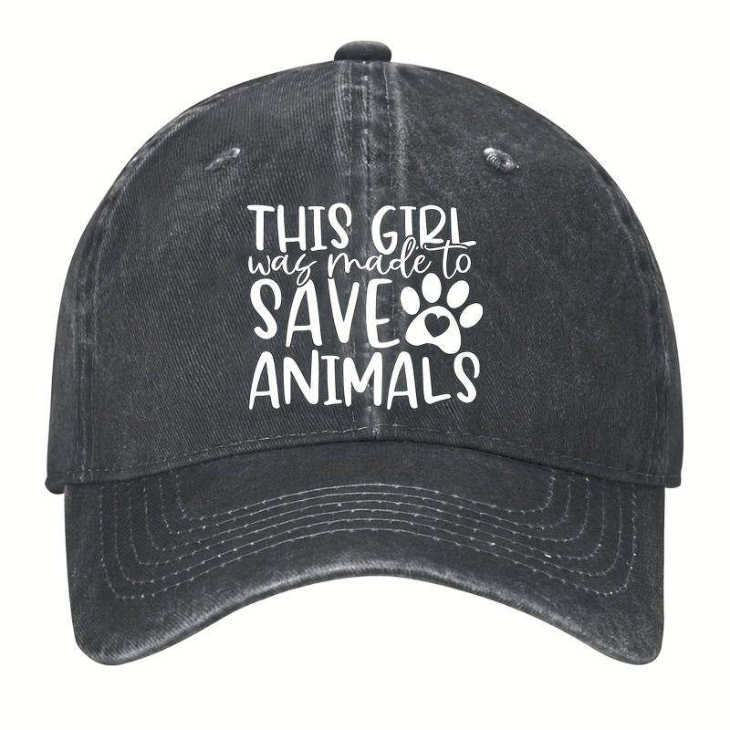 Print Washed Black Baseball For Men And Women | 'this Was Animals' Paw Print Pattern, Casual Outdoor Sports , Sun Hat, Driving And Fishing , Hand-washable