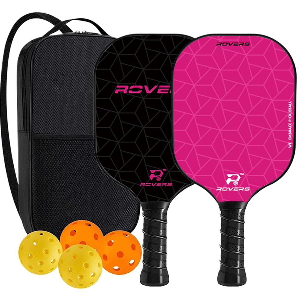 TEMU Unisex Glass Fiber Paddles 2 Pickleball Paddles, 4 Pickleballs& Bag, Glass Fiber Surface, Cold Pressed, Pp Honeycomb Core, Gift For Women Men Id