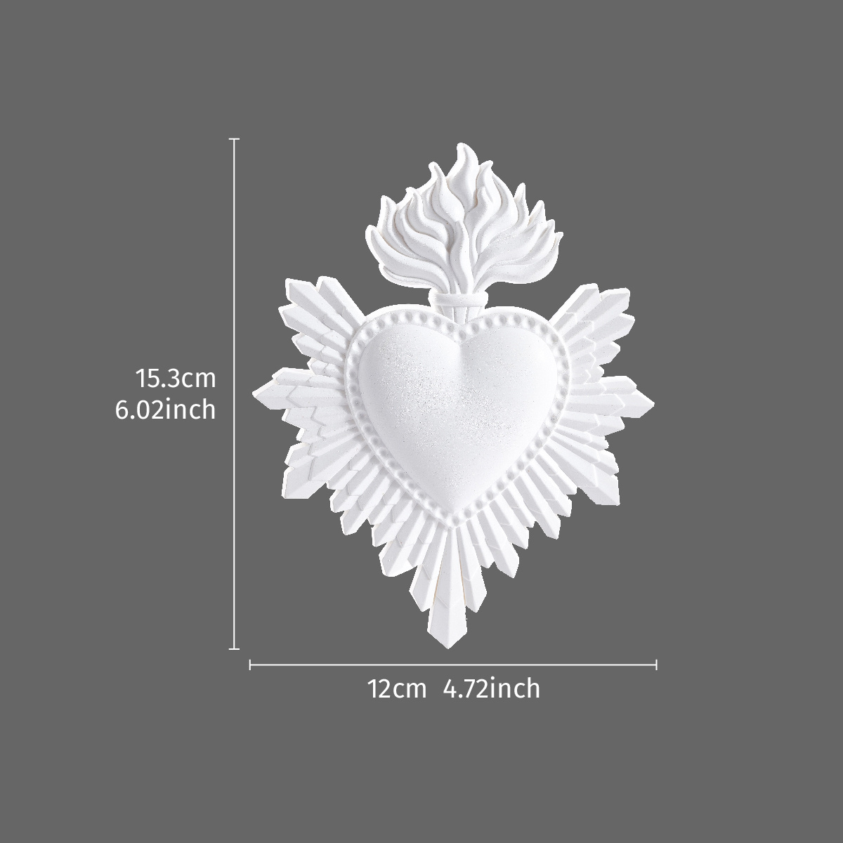 TEMU [wall Sculptures] 1pc, Resin Material Flame Heart Shaped Handmade Craft Decorative Hanging Ornament, , Suitable For Home Wall Decoration, Used