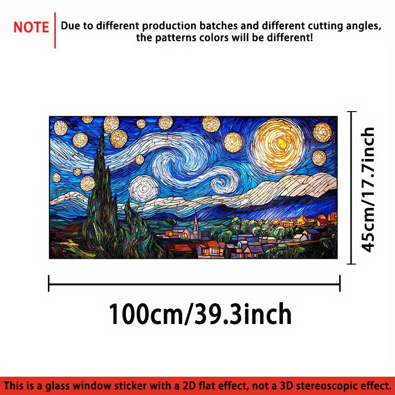 TEMU 1pc Starry Night Pvc Sticker - Romantic & Design, Easy-install Static Cling Window Decal For Home, Kitchen, Bathroom, Bedroom, Balcony -
