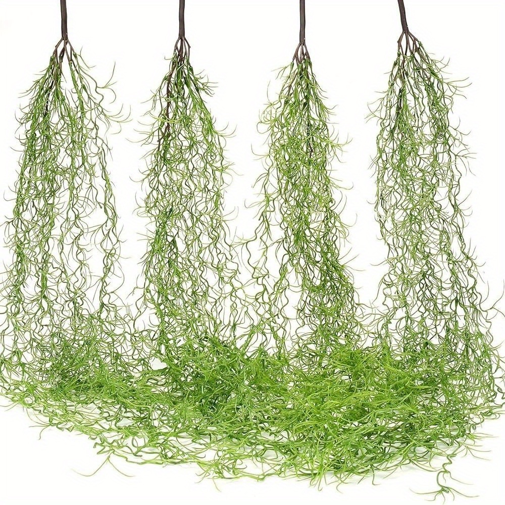 

4pcs Vintage Style Artificial Spanish Moss Garlands, Greenery Hanging Swags, No Feathers, Non-electric, For Home Decor, Weddings,